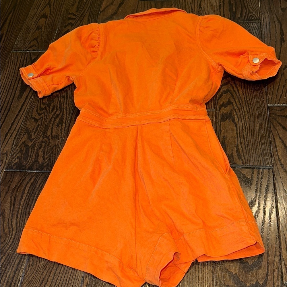Day + Moon Stylish Orange Wrap denim Romper size small - Picture 7 of 7